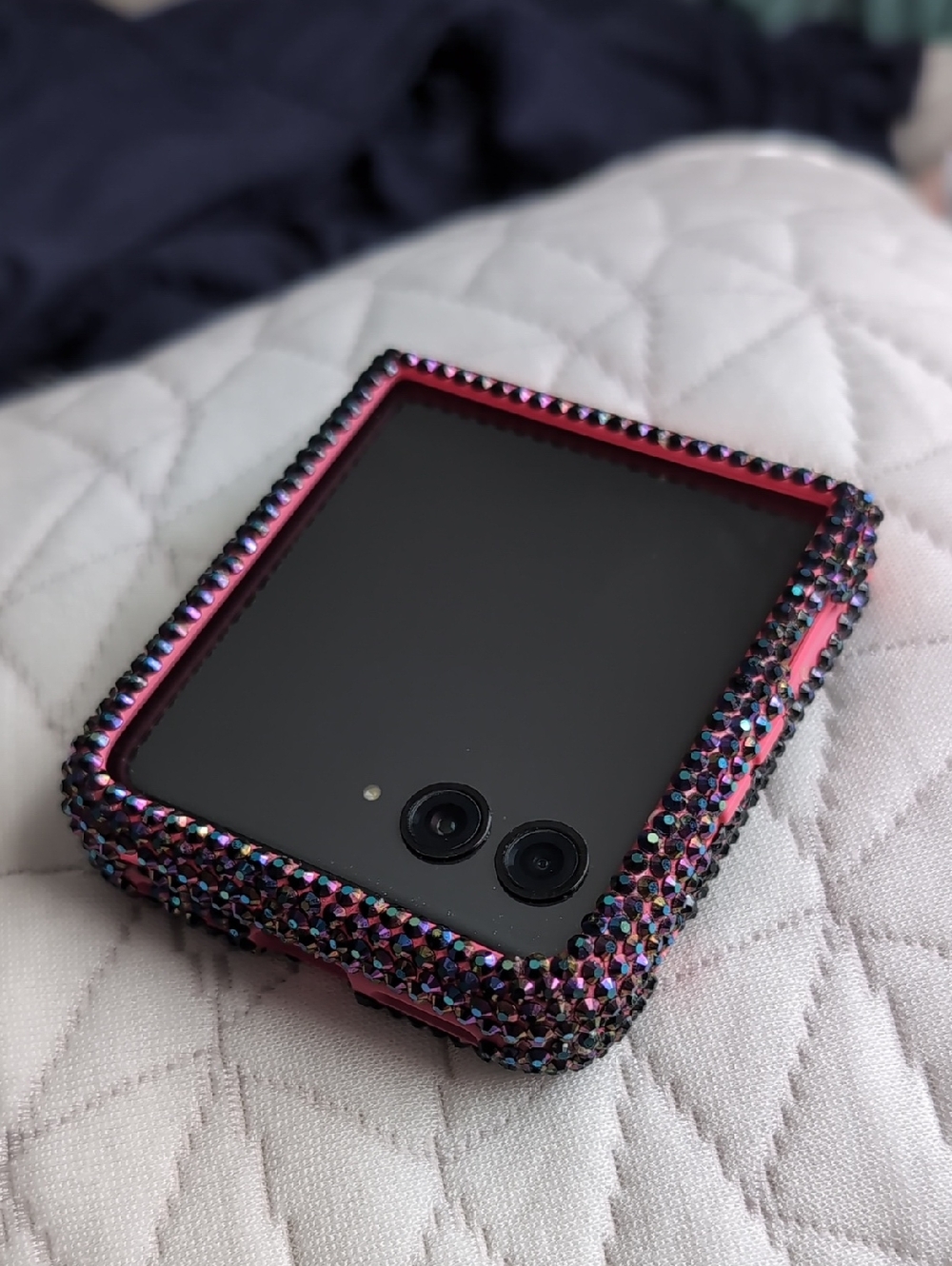 Pink Rhinestone Bejeweled Flip Phone Case